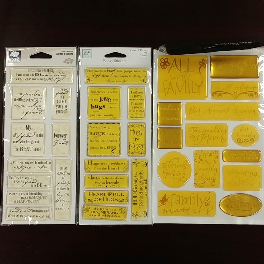 4/$15 🌻 NWT 3 Packs Epoxy Quote Stickers